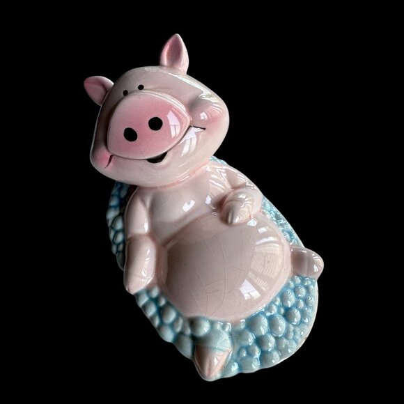 Vintage Ceramic Pig in Bubble Bath Tub Trinket Box *read* - Picture 2 of 7
